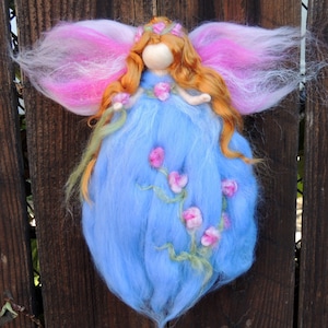 Hyacinth Garden Blessing Fairy-  Needle felted wool fairy angel Waldorf inspired creation by Rebecca Varon aka Nushkie