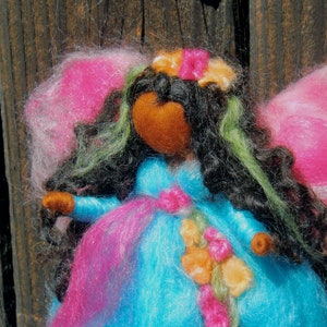 Needle felted fairy Caribbean Blue Garden Fairy Needle felted wool angel Waldorf inspired created by Rebecca Varon gift image 5