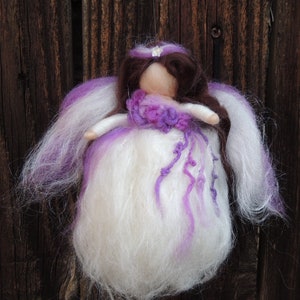 Wool Angel - Ethereal Crystal Winter Fairy in Purple Needle Felted by Rebecca Varon- Angel-ornament Waldorf-inspired