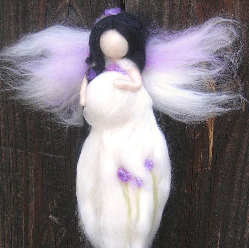 Wool Angel Needle Felted Pregnant Mommy Fairy in White - Etsy