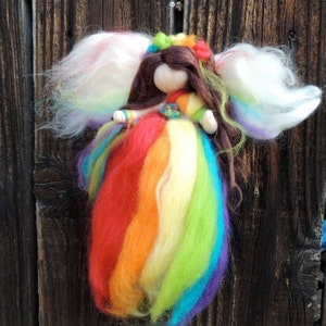 Needle felted wool Rainbow Fairy Maiden  - Waldorf Inspired by Rebecca Varon