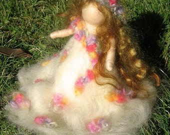 Needle felted Wool Ethereal Spring Garden Fairy Waldorf inspired  By Rebecca Varon - blessing angel