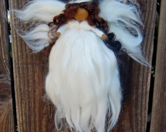 Christmas Angel - A Touch of Crystals Ethereal Winter Fairy with Cocoa skin  Needle felted wool fairy Waldorf inspired by Rebecca Varon