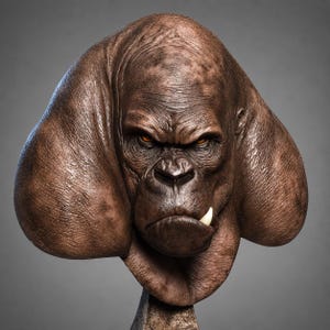 Andy Bergholtz Silverback Gorilla Ape Translucent Resin Bust