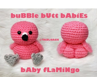 Bubble Butt Baby Flamingo toy Crochet doll pattern PDF tutorial DIY step-by-step amigurumi Flamingo