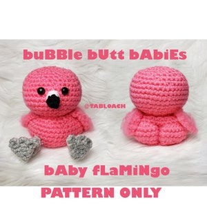 Bubble Butt Baby Flamingo toy Crochet doll pattern PDF tutorial DIY step-by-step amigurumi Flamingo