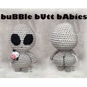 Alien crochet pattern gray amigurumi plush grey cute stuffed animal baby ufo amigurumi pattern pdf crochet download funny gag gift toy butt