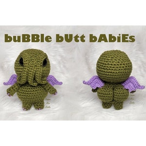 Cthulhu crochet pattern mothman amigurumi plush octopus cute stuffed animal baby cthuhlu kraken pattern pdf crochet download funny gift butt