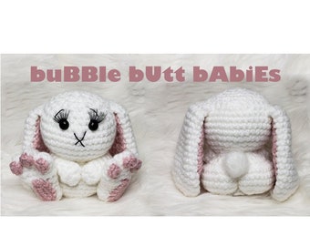 Bunny crochet pattern rabbit amigurumi plush hare cute stuffed animal baby nursery bun pattern pdf crochet download funny gag gift toy butt