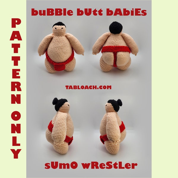 Crochet Sumo Wrestler PATTERN Amigurumi Japanese Crochet Kawaii Amigurumi Asian Toy sports wrestling unique joke gift pdf download tutorial