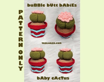 Cactus toy Crochet pattern PDF tutorial DIY step-by-step amigurumi butt Cactus