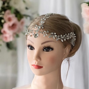 Mode meerlaagse strass hoofdband voorhoofd, haarkettingen hoofddeksel hoofdketting sieraden, voorhoofdketting bruidsfeest;