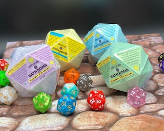 MYSTERY D20 Bath Bomb - Choose Your Scent - Dungeons and Dragons - Nerdy Gift - Geek Gift - Pathfinder - Mystery Dice - DND - Fizzy Bath