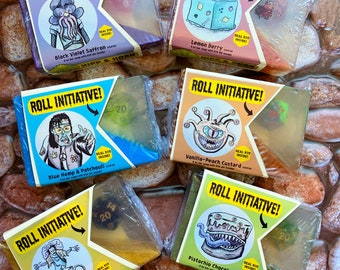 Roll Initiative! 4oz Soap Bars with d20- Choose Your Scent | D&D | ttrpg | Dungeon Master Gift | Nerdy Gifts | Mystery Dice