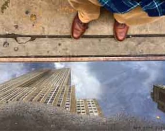 Empire State Building In Puddle Original Photograph Poster Print - Choose Your Size - Unique Art - New York City Travel Gift- Home Decor