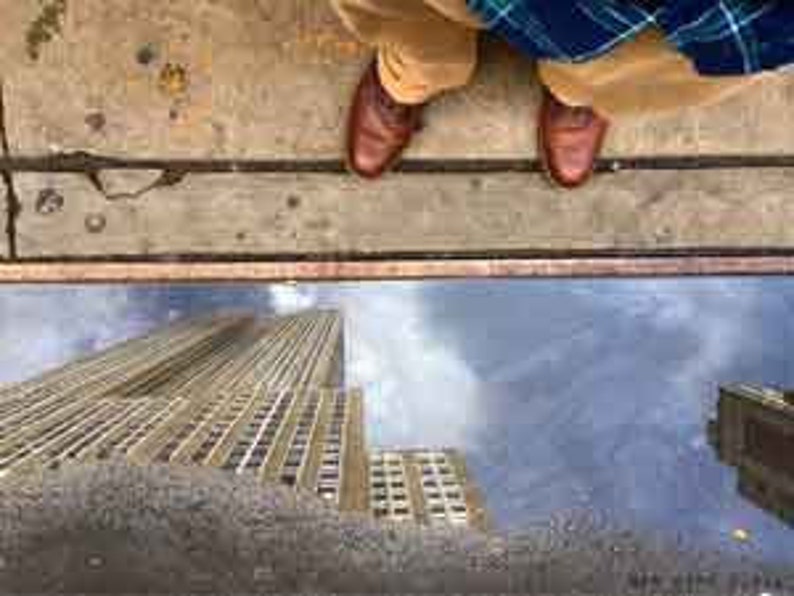 Empire State Building In Puddle Original Photograph Poster Print Choose Your Size Unique Art New York City Travel Gift Home Decor image 1