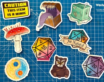 D&D Themed 9-Piece Sticker Set | Geek Gift | Gamer | DND | RPG | Dungeons and Dragons Stickers