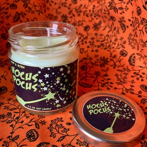 Hocus Pocus Halloween Candle Patchouli Scented Soy Candle Autumn Candle Festive Decor Fall Scents 3.5 oz Jar