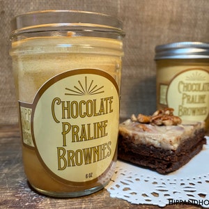 Chocolate Praline Brownies 6 oz Soy Candle | Chocolate Candle | Dessert Candle | Gift for Mom | Grandma Gift | Cottagecore Candle