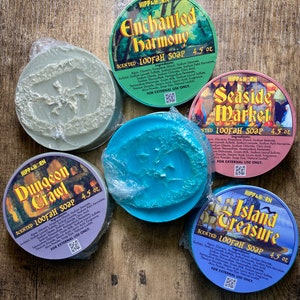 Fantasy Exfoliating Natural Loofah Soap - Choose Your Scent - 4.5 oz- Geek Gift - DnD - TTRPG -  Gamer Gift - Dungeon Master - Handmade Soap
