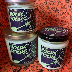 Hocus Pocus Halloween Candle Patchouli Scented Soy Candle Autumn Candle Festive Decor Fall Scents image 1