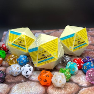 MYSTERY D20 Bath Bomb Choose Your Scent Dungeons and Dragons Nerdy Gift Geek Gift Pathfinder Mystery Dice DND Fizzy Bath Lemon Verbena