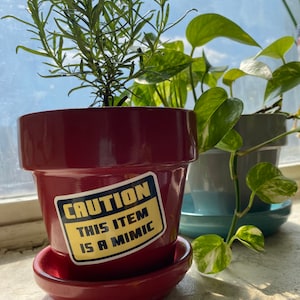 Caution This Item Is a Mimic! 4 Piece Sticker Set  | Geek Gift | Gamer | DND | RPG | Dungeons and Dragons Monster
