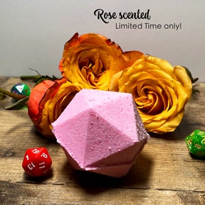 MYSTERY D20 Bath Bomb Choose Your Scent Dungeons and Dragons Nerdy Gift Geek Gift Pathfinder Mystery Dice DND Fizzy Bath Rose-LIMITED EDITION