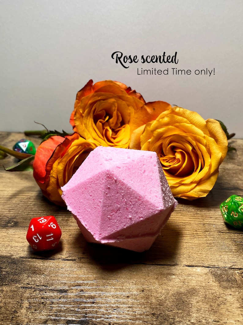 MYSTERY D20 Bath Bomb Choose Your Scent Dungeons and Dragons Nerdy Gift Geek Gift Pathfinder Mystery Dice DND Fizzy Bath Rose-LIMITED EDITION
