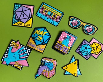 TOTALLY RAD 90's D&D Themed 9-Piece Sticker Set  | Geek Gift | Gamer | dnd | RPG | 90s Aesthetic | Dungeons and Dragons Stickers