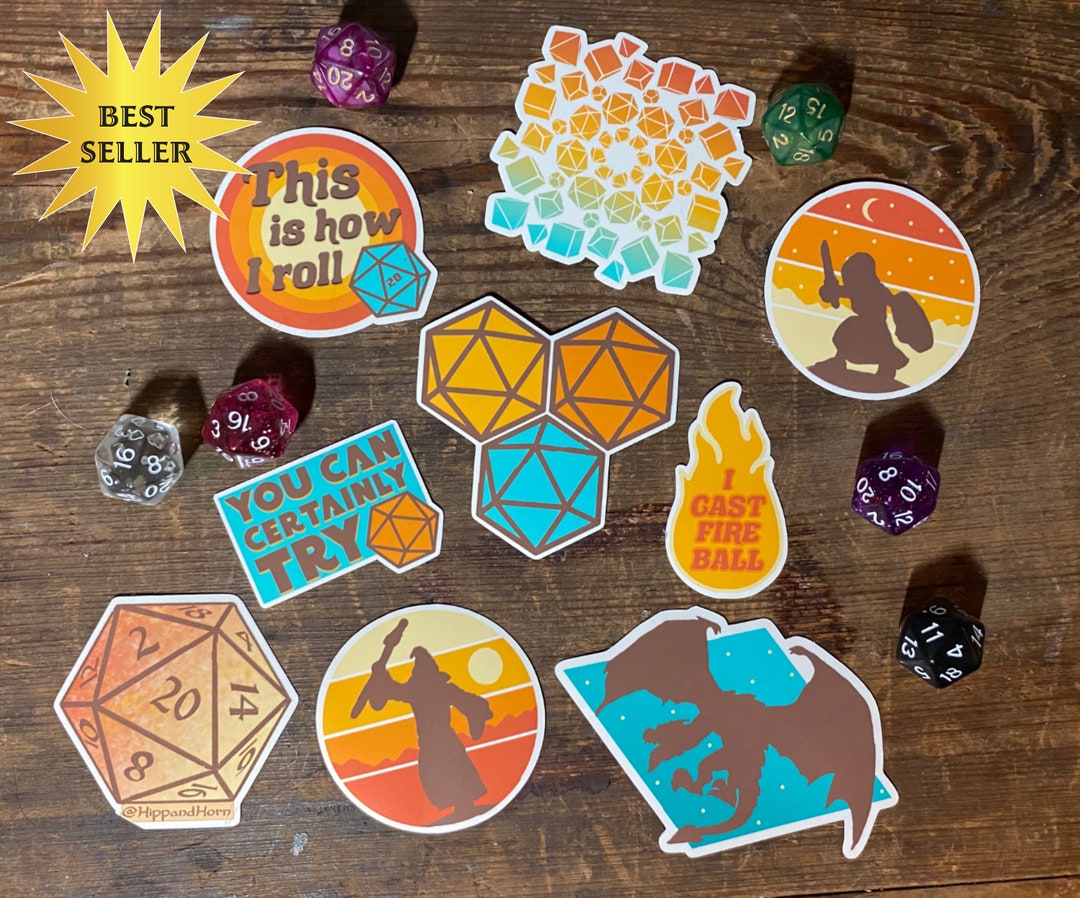 RETRO D&D Themed 9-piece Sticker Set | Geek Gift | Gamer | DND | RPG ...