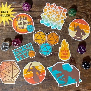 RETRO D&D Themed 9-Piece Sticker Set  | Geek Gift | Gamer | DND | RPG | 70s aesthetic