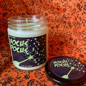 Hocus Pocus Halloween Candle Patchouli Scented Soy Candle Autumn Candle Festive Decor Fall Scents image 3