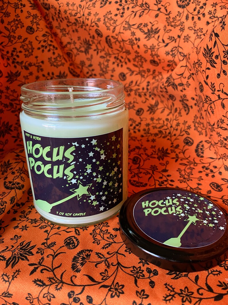 Hocus Pocus Halloween Candle Patchouli Scented Soy Candle Autumn Candle Festive Decor Fall Scents 7 oz Jar