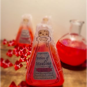 Sapone pozione curativa con due dadi d4 all'interno - 5,8 once / Geek Gift / Gamer / DND / RPG / Dungeons and Dragons / Greater Healing