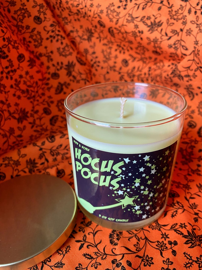 Hocus Pocus Halloween Candle Patchouli Scented Soy Candle Autumn Candle Festive Decor Fall Scents 9 oz Jar