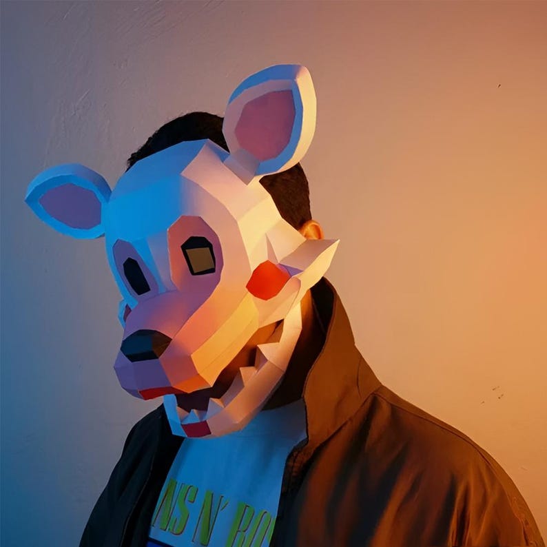 Mangle Mask DIGITAL File, PDF Template, Mask Paper Craft DIY Freddy