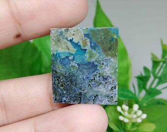 Chrysocolla Chalcedony Gemstone (24x21x5mm) – Blue Green Agate Slice