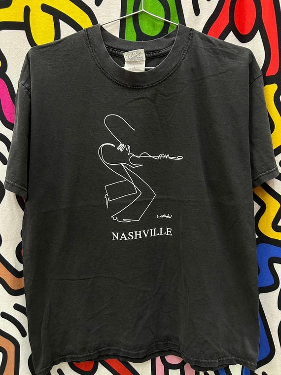 Vintage 90s Nashville Art Tshirt Size L - Etsy
