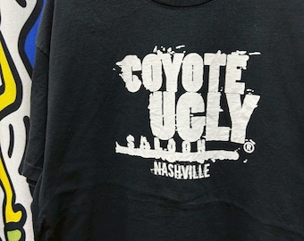 Vintage 90's Black Neon COYOTE UGLY Saloon Don't Just Get Drunk T