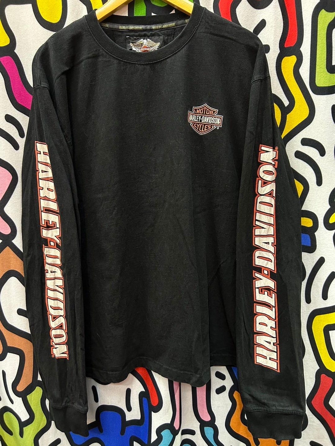 Harley-Davidson Long Sleeve T-Shirt, Men's Size S unclear white type Vintage Second Hand