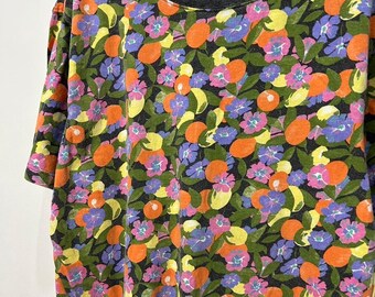 Camiseta con estampado de flores vintage de los años 90, talla L