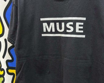 Muse Band Logo T-Shirt Men's - Official Dye Wash Black Tee, Size M