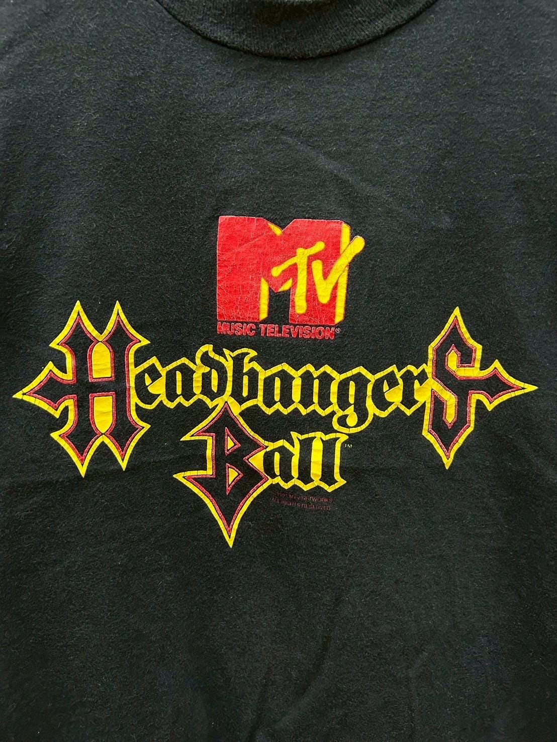 90年代 ヴィンテージ Tシャツ エムティービー・ヘッドバンガーズ・ボール XL Vintage 1991 MTV Headbangers Ball Tshirt Size L - Etsy Israel