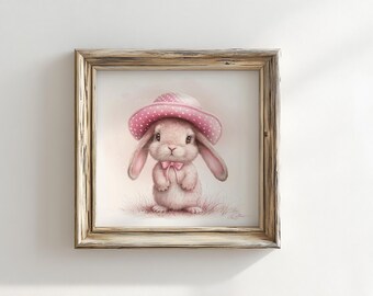 Pink Bunny Nursery Print For Baby Girls Room, Girl Room Print, Pink Nursery Decor Wall Art Bunny Print, Bunny Decor, Girls Nursery Wall Art