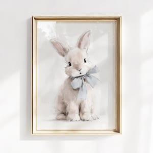 Bunny Nursery Wall Art, Decor, Baby Boy Decor Print, Vintage Nursery Bunny Sketch Wall Art Kids Room Illustration Decor Poster, Bunny Print