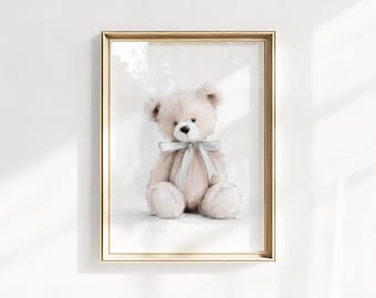 Teddy Bear Wall Art, Nursery Decor, Baby Boy Decor Print, Vintage Nursery Teddy Bear Sketch Art Kids Room Decor Poster, Baby Shower Gift