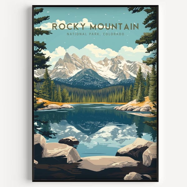 Rocky Mountain National Park Poster Print Wall Art, Framed Unframed, Colorado Estes Park Denver Christmas Gift Ski Epic Ikon Snowboard