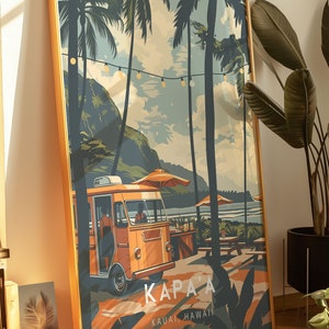 Kapaa Food Truck, Kauai, Hawaii, Print Art Framed Photo, Gift Hawaiian Decor, Hawaiian Food, Kapa&#39;a, Coastal, Poke Bowl, Palm Trees