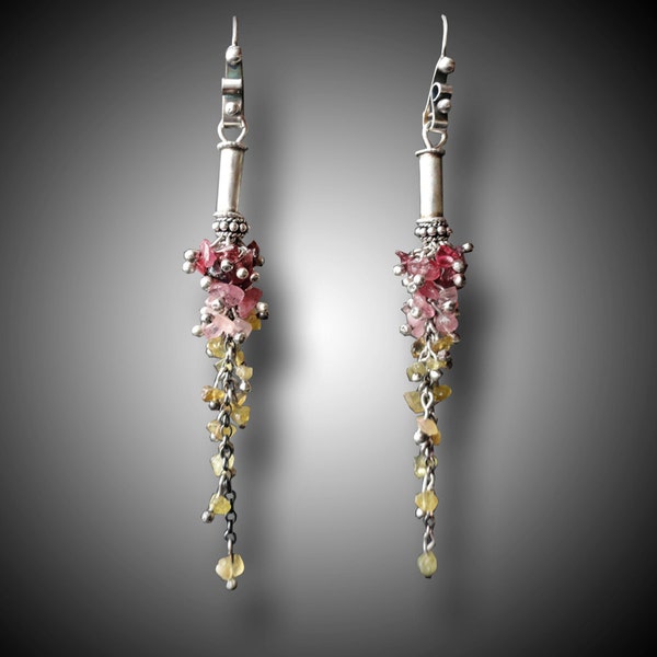 Tourmaline Earrings Sterling Silver and Gemstone Hand Made Earrings